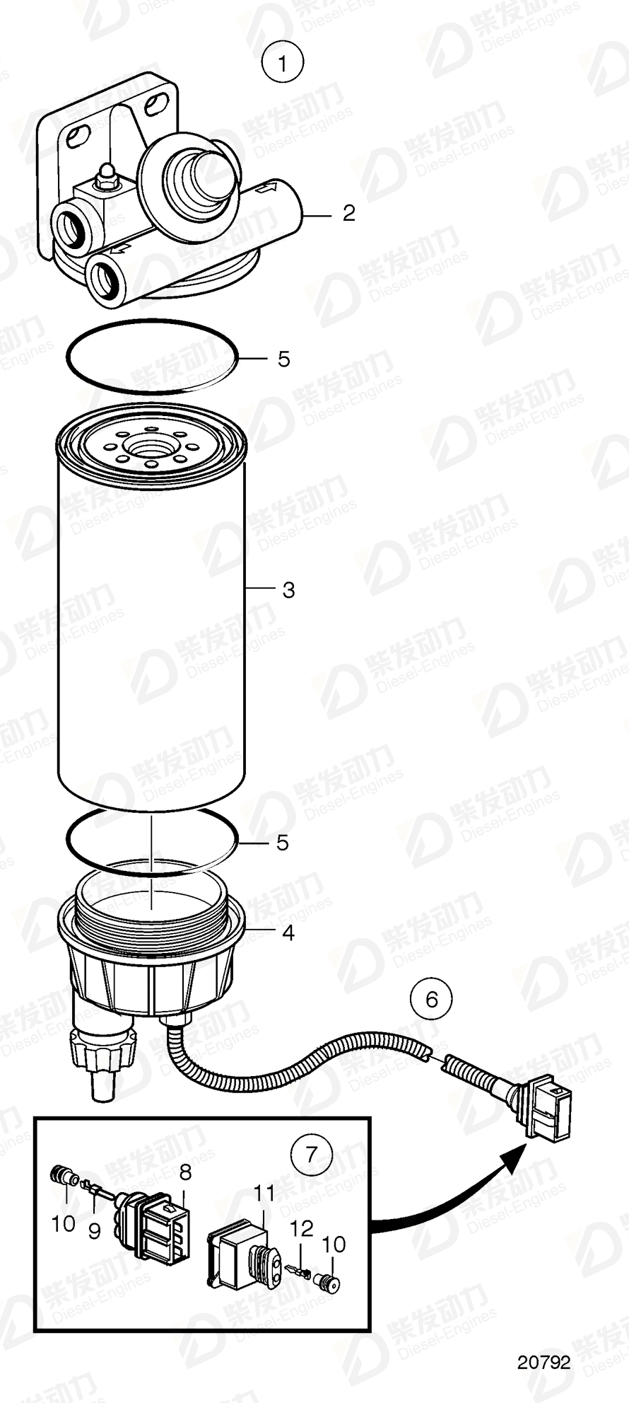 VOLVO Fuel filter 21409660 Drawing